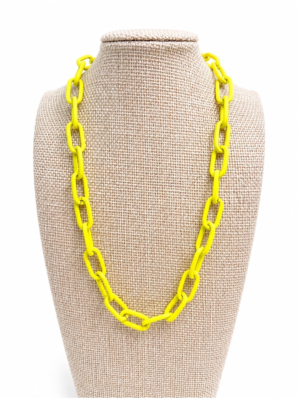 Bright Neon Yellow Paperclip Link Chain Necklace